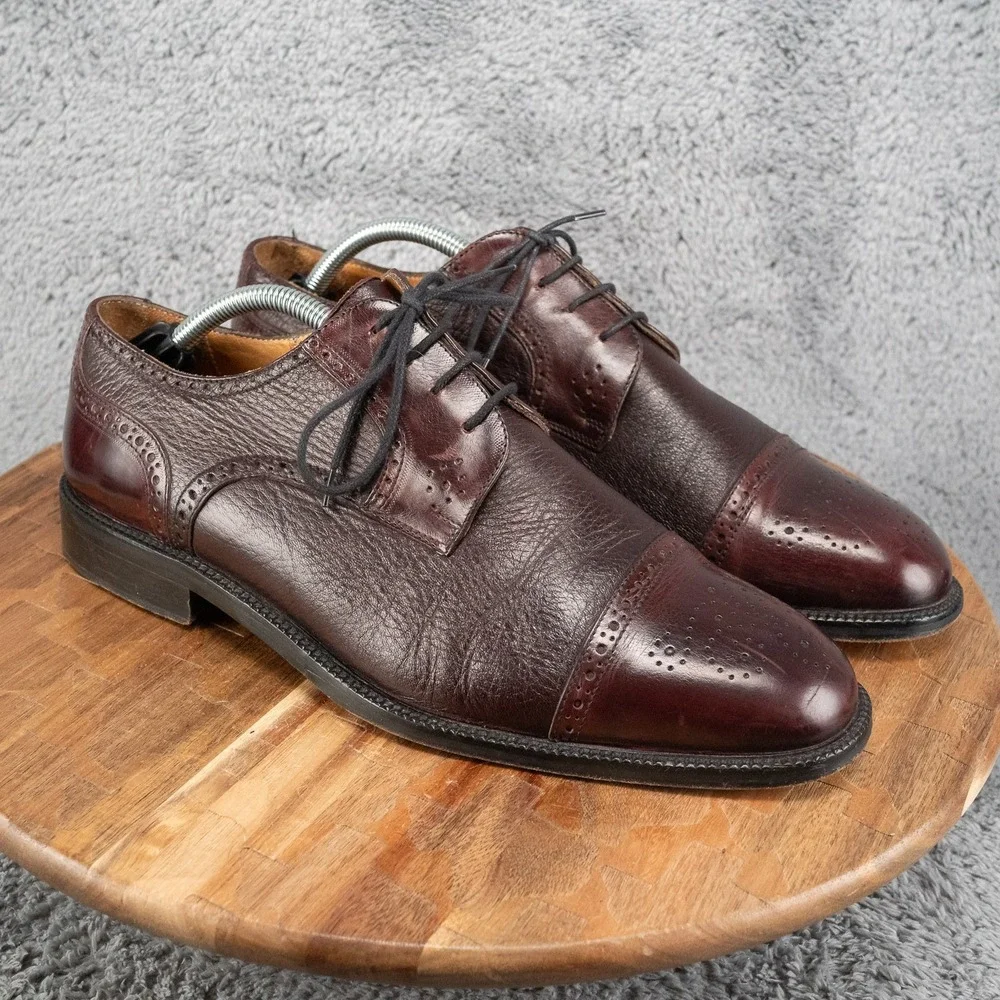 Johnston & Murphy Cellini Oxblood Cap Toe Oxfords Italy Brogues | 10.5 M